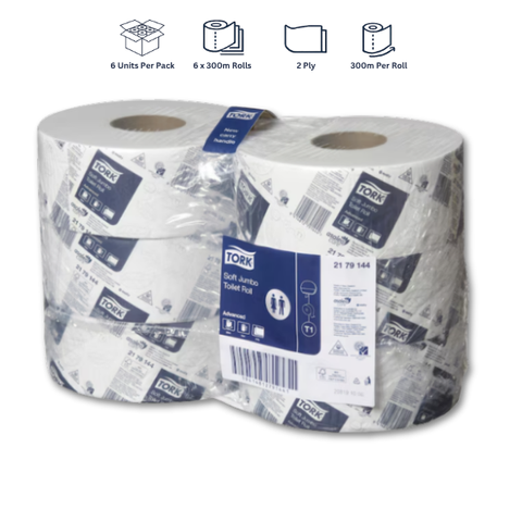 TORK ADVANCED JUMBO SOFT TOILET ROLL T1 2 PLY