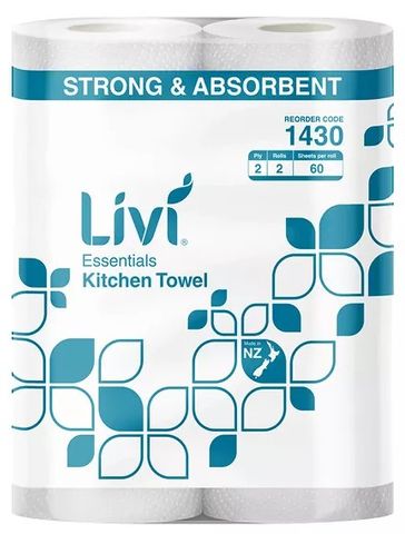 KITCHEN TOWELS LIVI TWIN PACK 2 PLY CTN