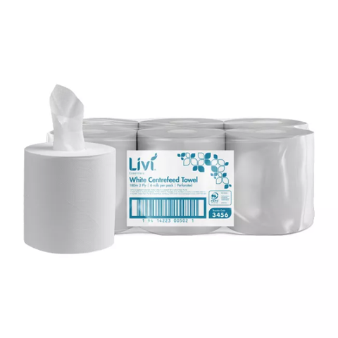 LIVI ESSENTIALS WHITE CENTRE FEED TOWEL 2 PLY