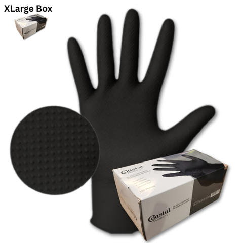 GLOVES NITRILE BLACK DIAMOND TEXTURED XLARGE BOX