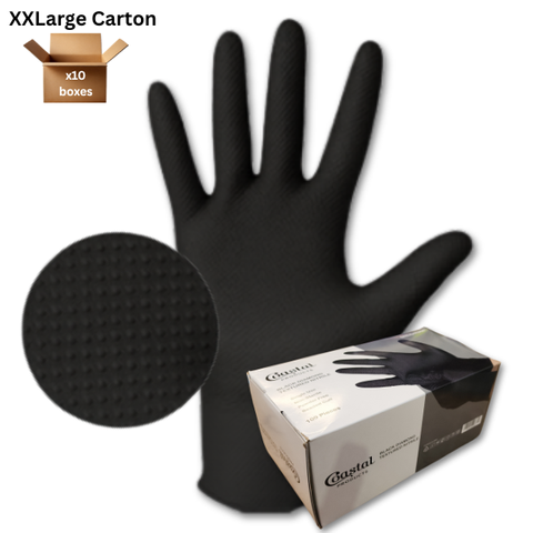 GLOVES NITRILE BLACK DIAMOND TEXTURED 2XL CTN