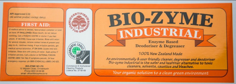 BIO-ZYME INDUSTRIAL ORANGE BOTTLE LABEL