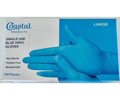Blue Gloves Vinyl Powder Free Medium Carton