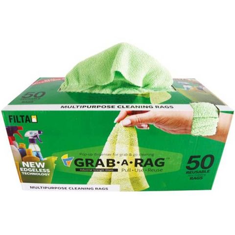 GRAB-A-RAG MICROFIBRE RAGS GREEN 30CM X 30CM BOX