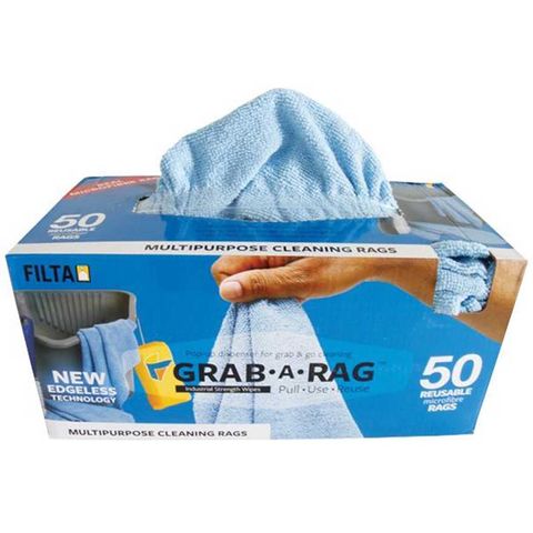 GRAB-A-RAG MICROFIBRE RAGS BLUE 30CM X 30CM BOX