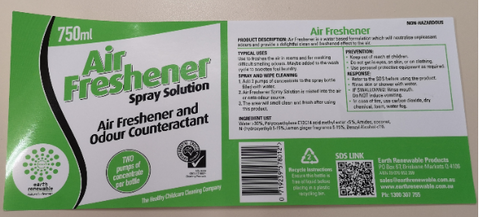 Earth Renewable Air Freshener - Label
