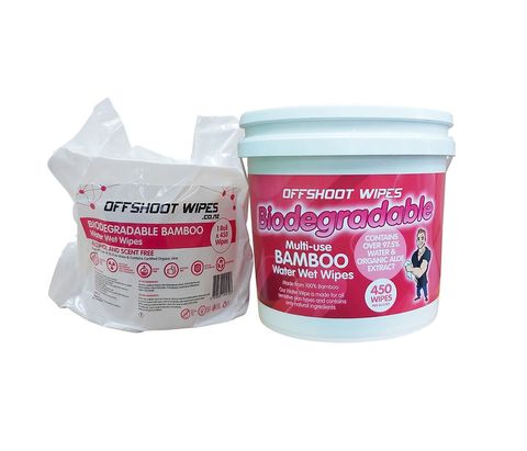 BUCKET + BAMBOO WATER WET WIPES X 450 BIODEGRADABLE WIPES