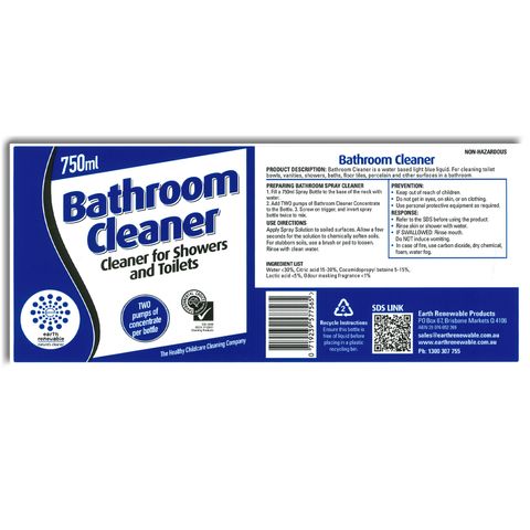 Earth Renewable Bathroom Cleaner - Label