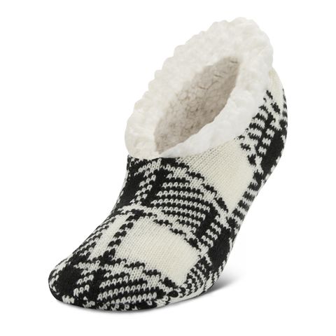 FIRESIDE TARTAN BLK/WHT SLIP