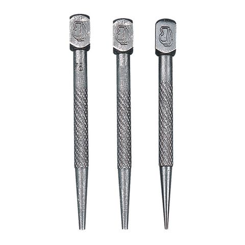 3-Piece Nail Punch Set - 1/32, 2/32, 3/32 Inch Sizes With Knurled Grip