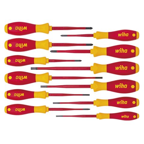 12 PIECE SLIMFIX SCREWDRIVER SET, ASSORTED, VDE 1000V INSULATED