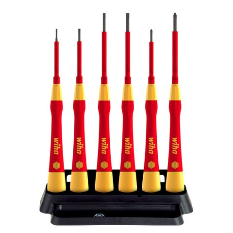7 PIECE FINE SCREWDRIVER SET, PICOFINISH, SLOTTED & PHILLIPS, INC. HOLDER, VDE 1000V INSULATED