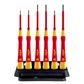 7 PIECE FINE SCREWDRIVER SET, PICOFINISH, SLOTTED & PHILLIPS, INC. HOLDER, VDE 1000V INSULATED