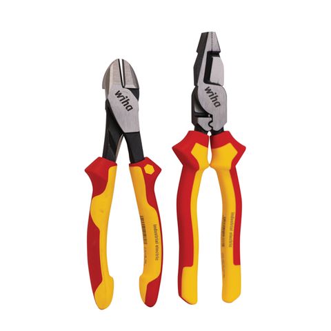 2 PIECE PLIER SET, 220MM CROSS CUT PLIERS & 200MM SIDE CUTTERS, VDE 1000V INSULATED