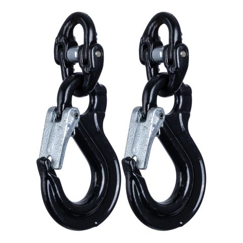 SAFETY CHAIN HOOK SET 6MM COMPONENTS, 8MM CHAIN, 2000KG MAX TOWING CAPACITY - BLACK