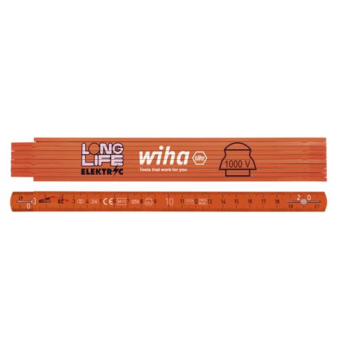 WIHA FOLDING RULER, 2M METRIC, 10 SEGMENTS WITH INTEGRATED CABLE HOLDER