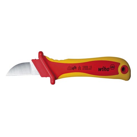 WIHA 200MM (8") STRAIGHT BLADE CABLE STRIPPING KNIFE, VDE 1000V INSULATED