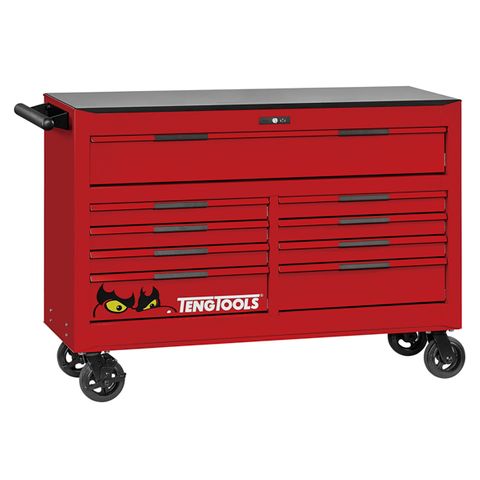 TENG 53" PRO35 ROLL CABINET, 9 DRAWERS, RED
