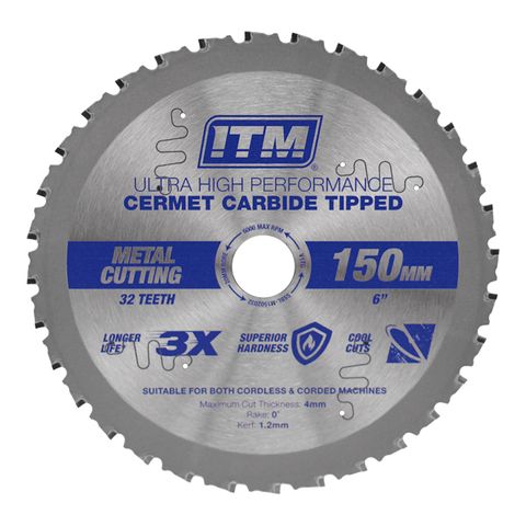 ITM 150MM METAL CUTTING BLADE, CERMET CARBIDE TIPPED, 32 TEETH
