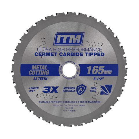 ITM 165MM METAL CUTTING BLADE, CERMET CARBIDE TIPPED, 32 TEETH