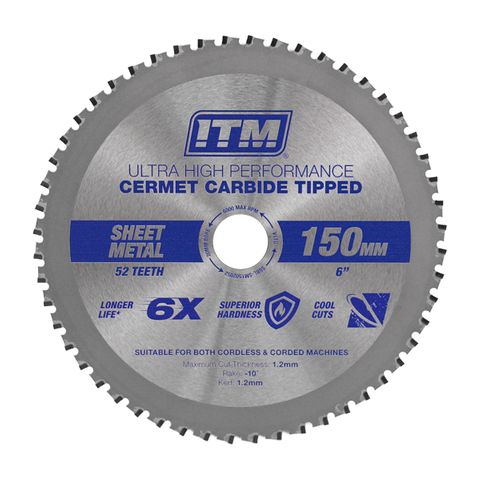 ITM 150MM SHEET METAL CUTTING BLADE, CERMET CARBIDE TIPPED, 52 TEETH