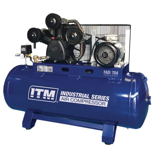 ITM AIR COMPRESSOR, BELT DRIVE STATIONARY 3 PHASE, 7.5HP 270LTR FAD 704 ...