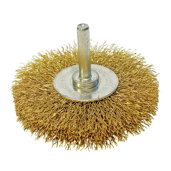ITM CRIMP WIRE WHEEL BRUSH BRASS HIGH SPEED 75MM X 18MM, 1/4