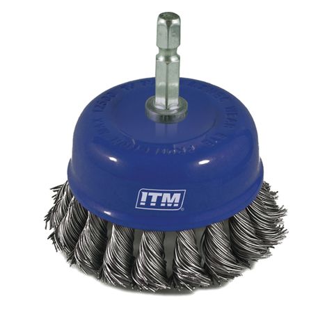 ITM TWIST KNOT CUP BRUSH STEEL 50MM 1/4" HEX SHANK