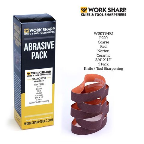 WORKSHARP REPLACEMENT BELT PACK, 5PCE P220 CERAMIC, FINE TOOL SHARPENING, T/S WSKTS-KO