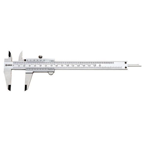 VNC/12 GROZ VERNIER CALIPER, 0-300MM/0-12, LOWER RESOLUTION: 0.02MM, UPPER RESOLUTION:  .001, STAINLESS STEEL, UPPER LOCK, JAW LENGTH:  64MM