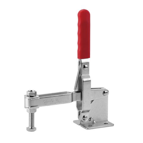 TOGGLE CLAMP, VERTICAL, FLANGED BASE, STRAIGHT HANDLE, 450KG CAP, 128MM REACH