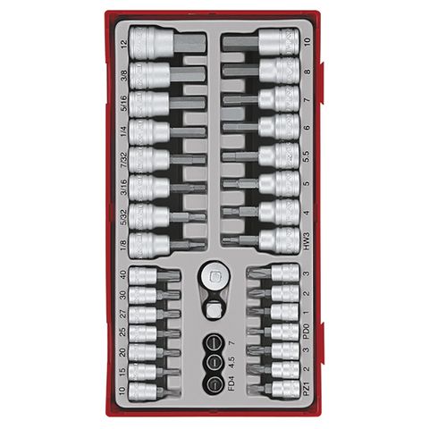 TENG 35PCE 1/4" & 3/8" DR. BITS SOCKET SET - TC-TRAY