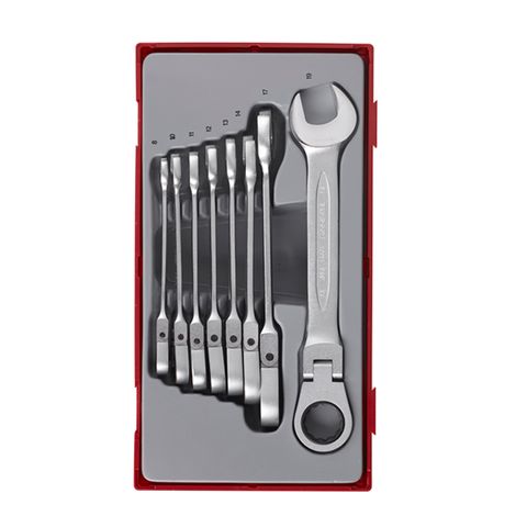 TENG 8PCE FLEX-HEAD RAT COMBINATION SPANNER SET 8-19MM-TC-TRAY