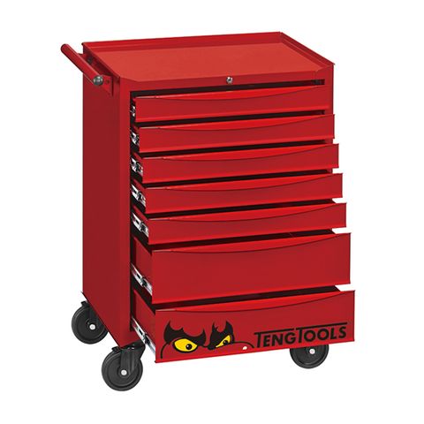 TENG 26" STD ROLL CABINET, 7 DRAWERS, RED