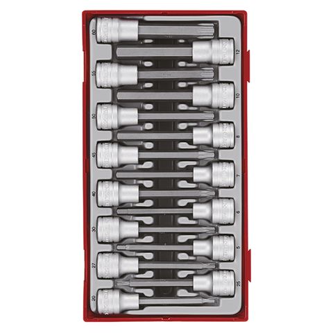 TENG 15PCE 1/2" DR. TX & HEX LONG BITS SOCKET SET - TC-TRAY