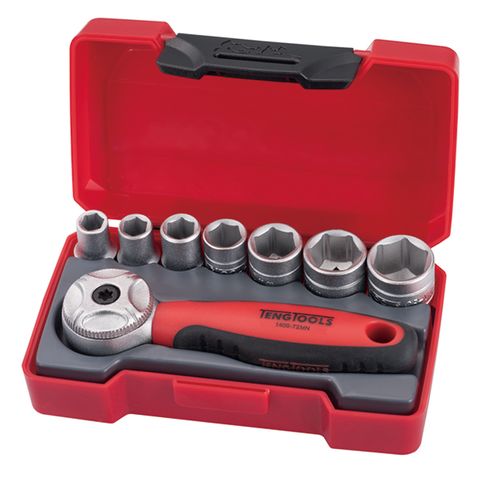 TENG 8PCE 1/4" DR. SOCKET SET W/MINI RATCHET