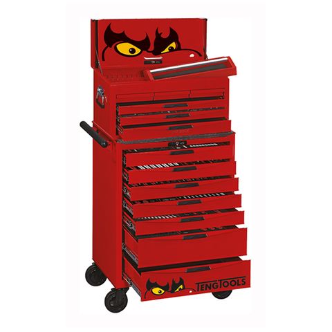 TENG 249PCE 26" 13 DRAWER STACK TOOL KIT, METRIC, EVA TRAYS, RED