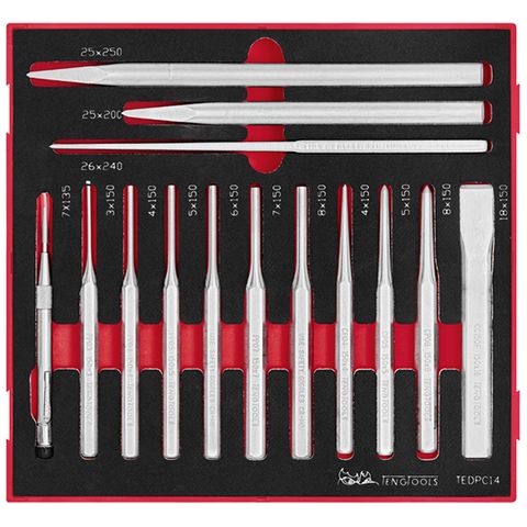 TENG 14PCE P PUNCH & CHISEL SET - TED-TRAY