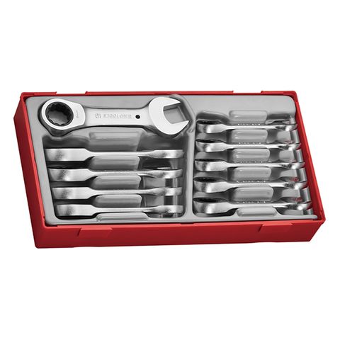 TENG 10PCE STUBBY RATCHET COMBINATION SPANNER SET - TC-TRAY