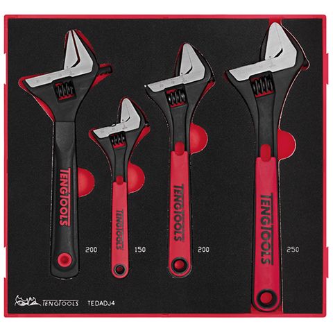 TENG 4PCE ADJUSTABLE WRENCH SET - TED-TRAY