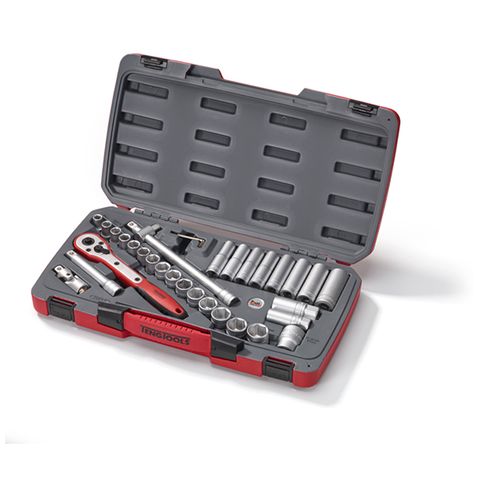 TENG 34PCE 1/2" DR. METRIC REG/DEEP SOCKET SET 6PNT