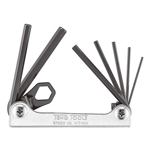 TENG FOLDING MM HEX KEY SET, 7PCE, 1.5MM-6MM