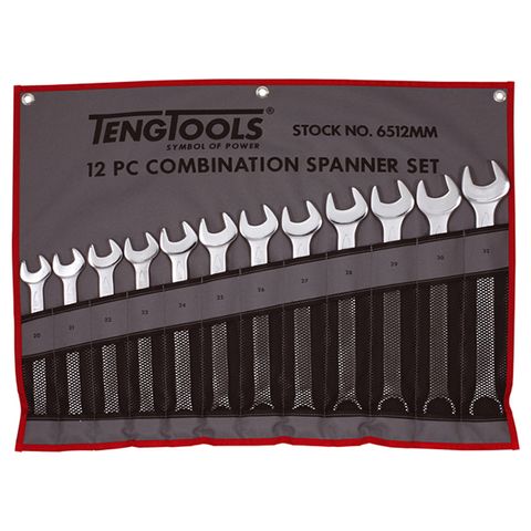 TENG COMBINATION SPANNER SET W/WALLET, METRIC, 12PCE, 20MM-32MM