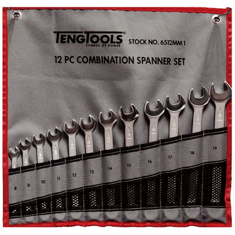 TENG COMBINATION SPANNER SET W/WALLET, METRIC, 12PCE, 8MM-19MM