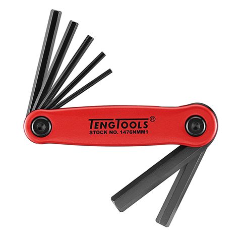 TENG FOLDING METRIC HEX KEY SET, 7PCE, 2.5MM-10MM