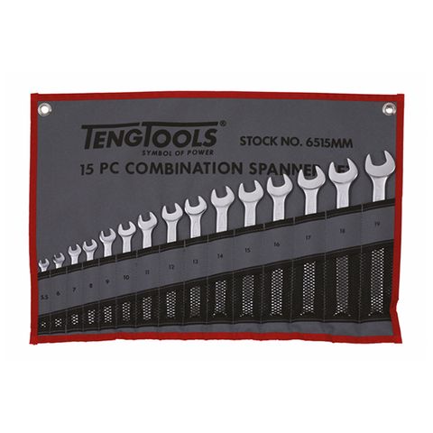 TENG COMBINATION SPANNER SET W/WALLET, METRIC, 15PCE, 5.5MM-19MM