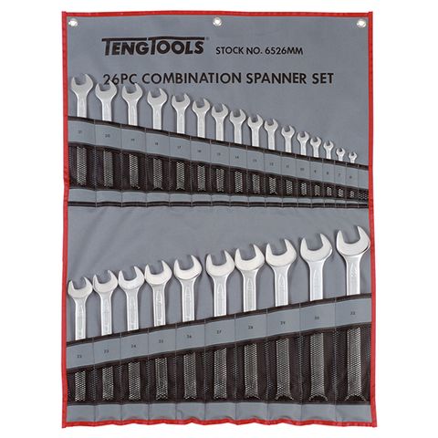 TENG COMBINATION SPANNER SET W/WALLET, METRIC, 26PCE, 6-32MM