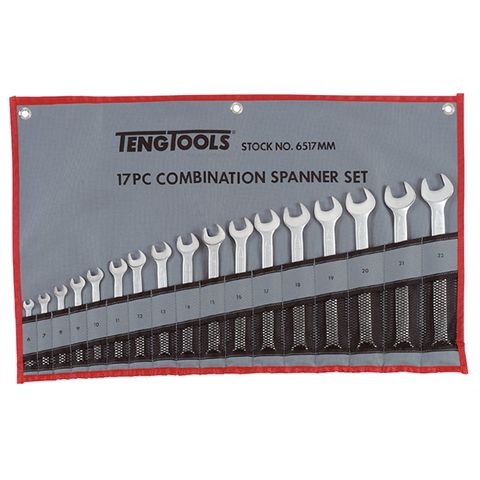 TENG COMBINATION SPANNER SET W/WALLET, METRIC, 17PCE, 6MM-22MM