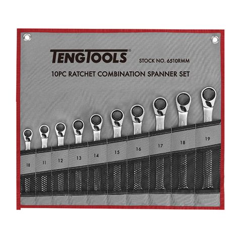 TENG REVERSIBLE RATCHET SPANNER SET, METRIC, 10PCE, 10MM-19MM