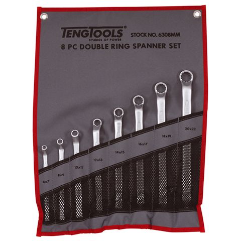 TENG DOUBLE OFF-SET RING SPANNER SET, 8PCE, 6MM-22MM